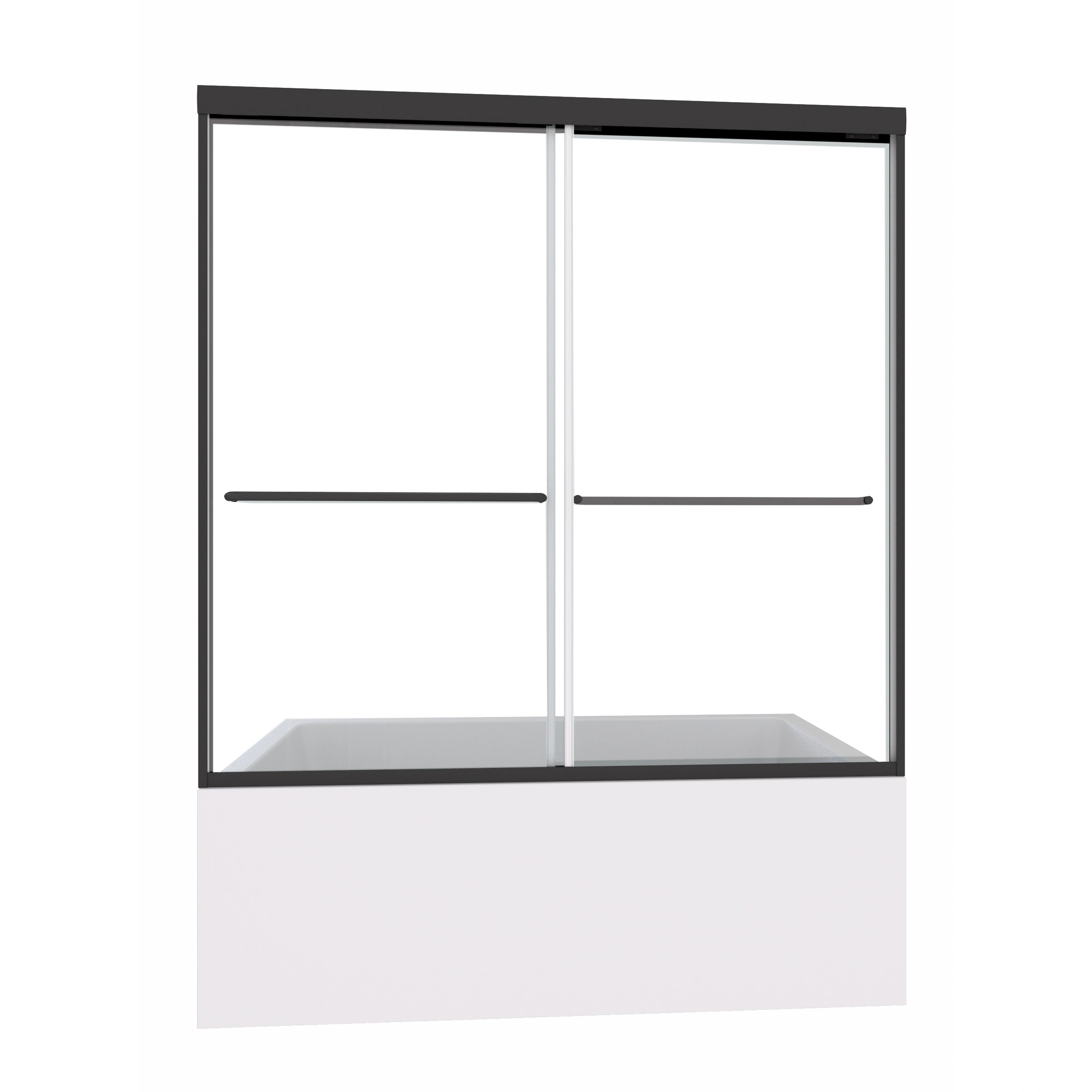 60" W x 58" H Matte Black Framed Double Sliding Bathtub Shower Doors
